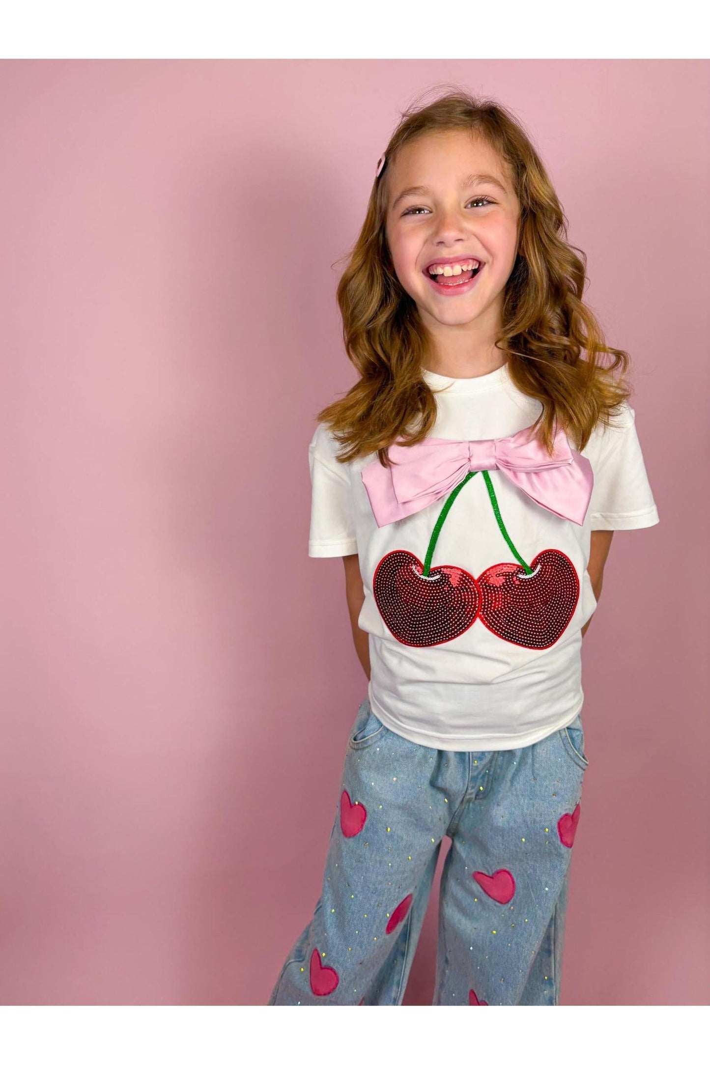 Cherry and Bow Patched Top