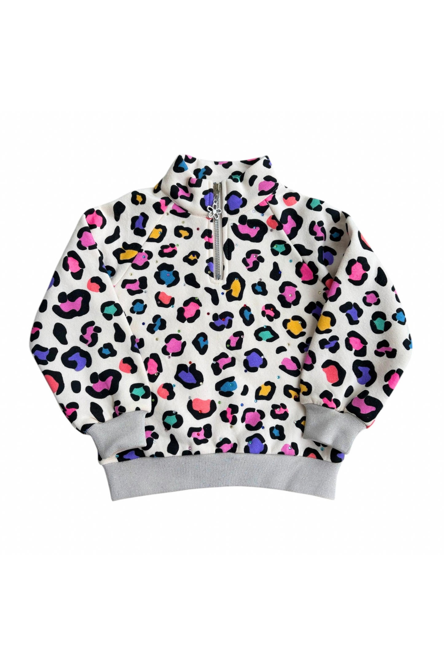 Leopard Gem 3/4 Zip Crewneck