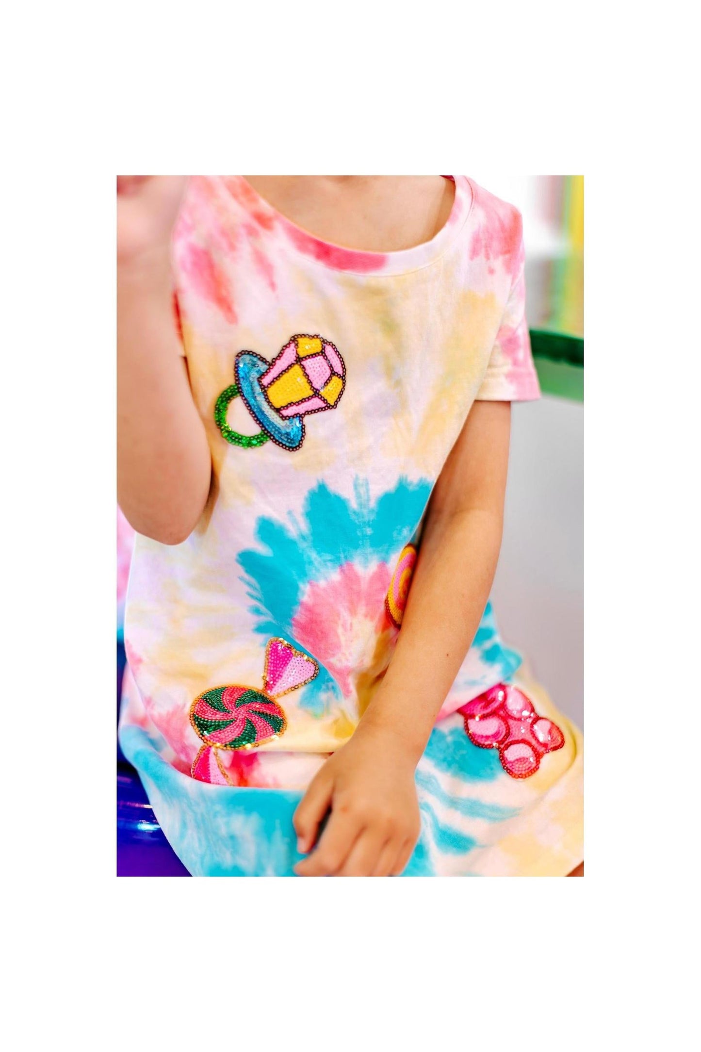 Candyland Sequin Patch Tie-Dye Dress