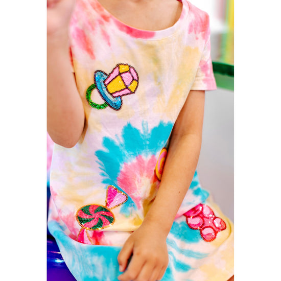 Candyland Sequin Patch Tie-Dye Dress