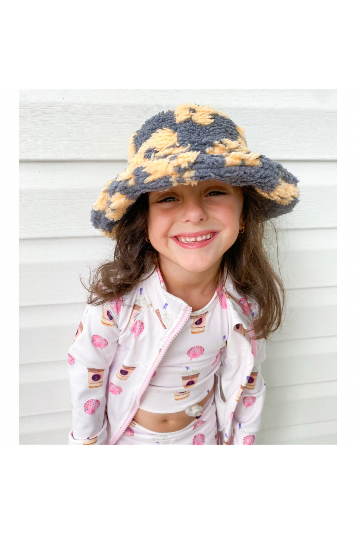 Toddler Sherpa Flower Bucket Hat