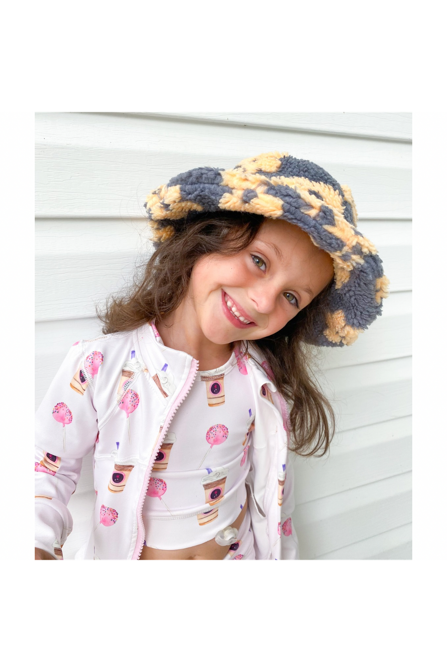 Toddler Sherpa Flower Bucket Hat