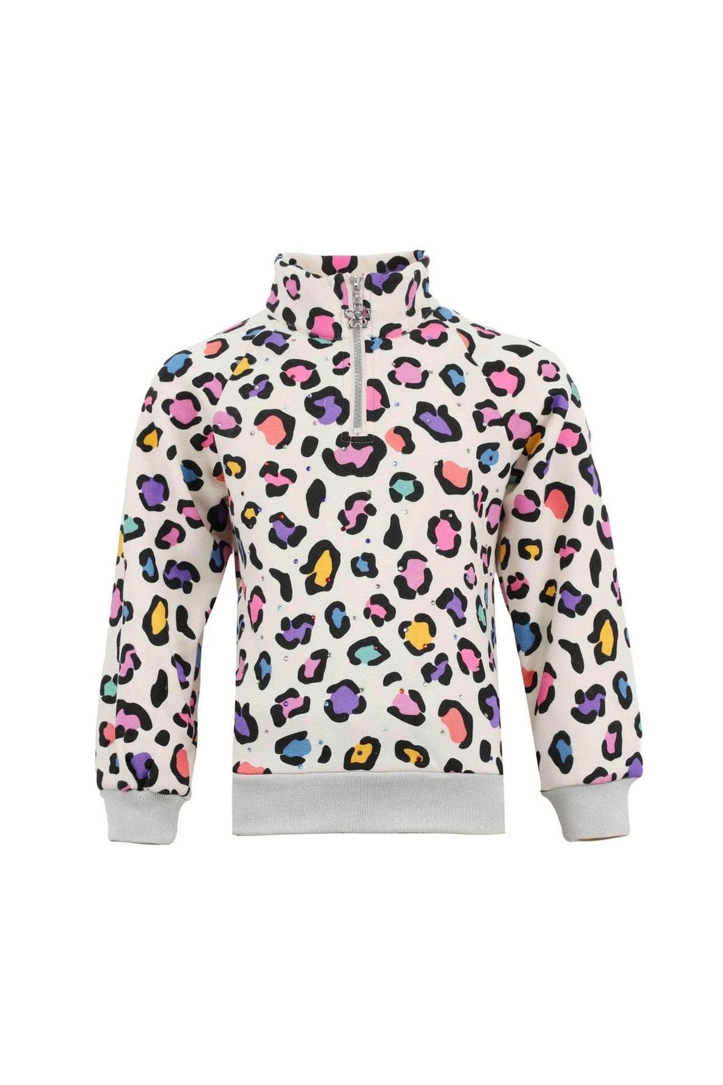 Leopard Gem 3/4 Zip Crewneck