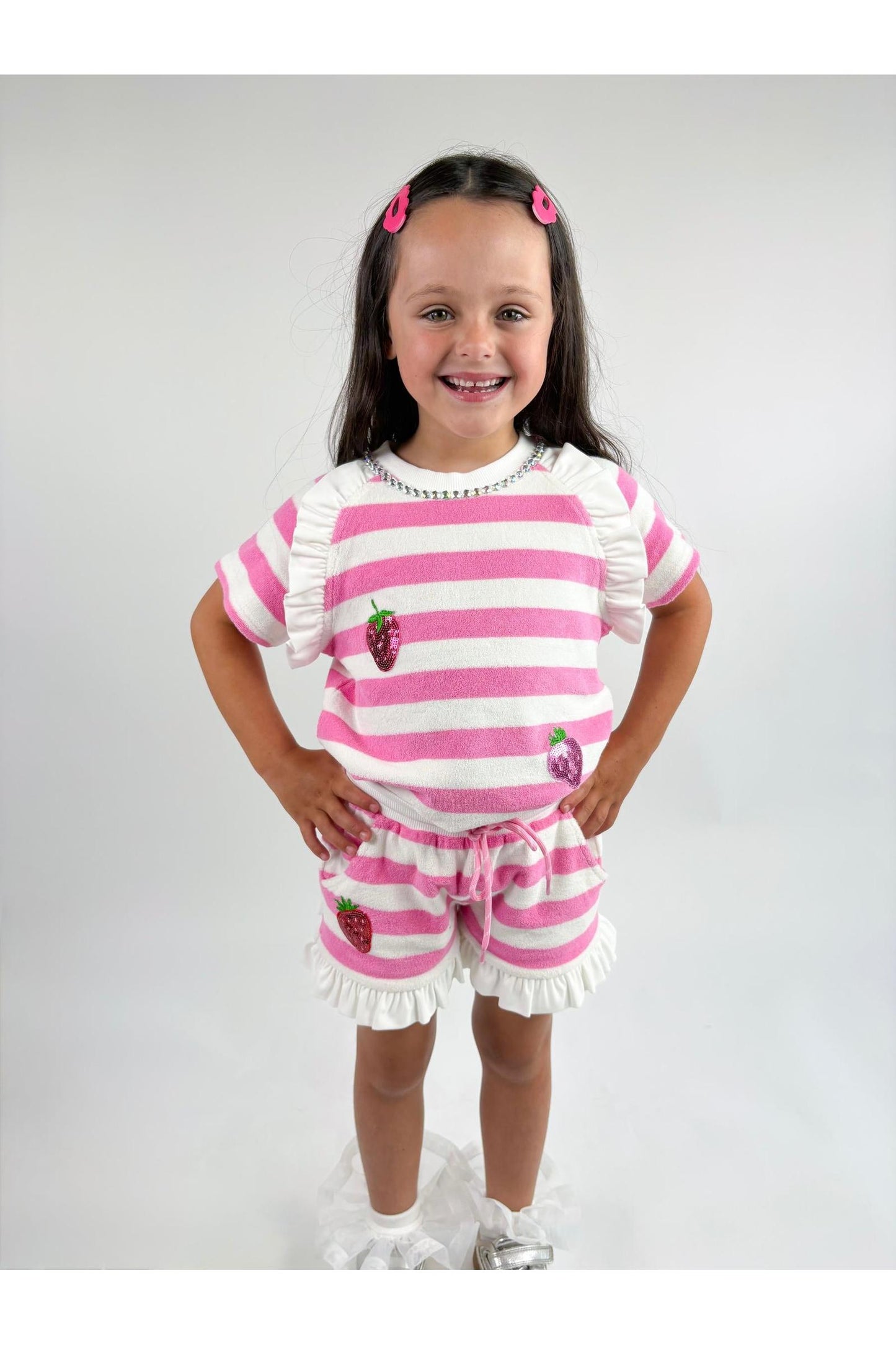 Pink Stripe Terry Cloth Strawberry Set