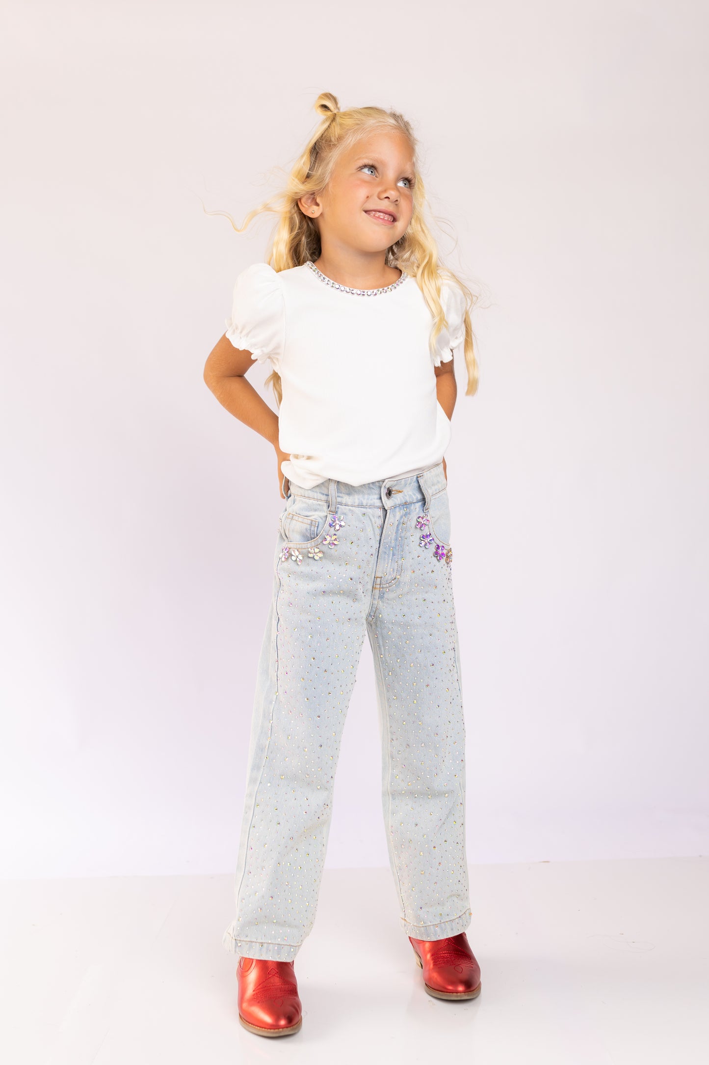 Everday White Gem Ribbed Top