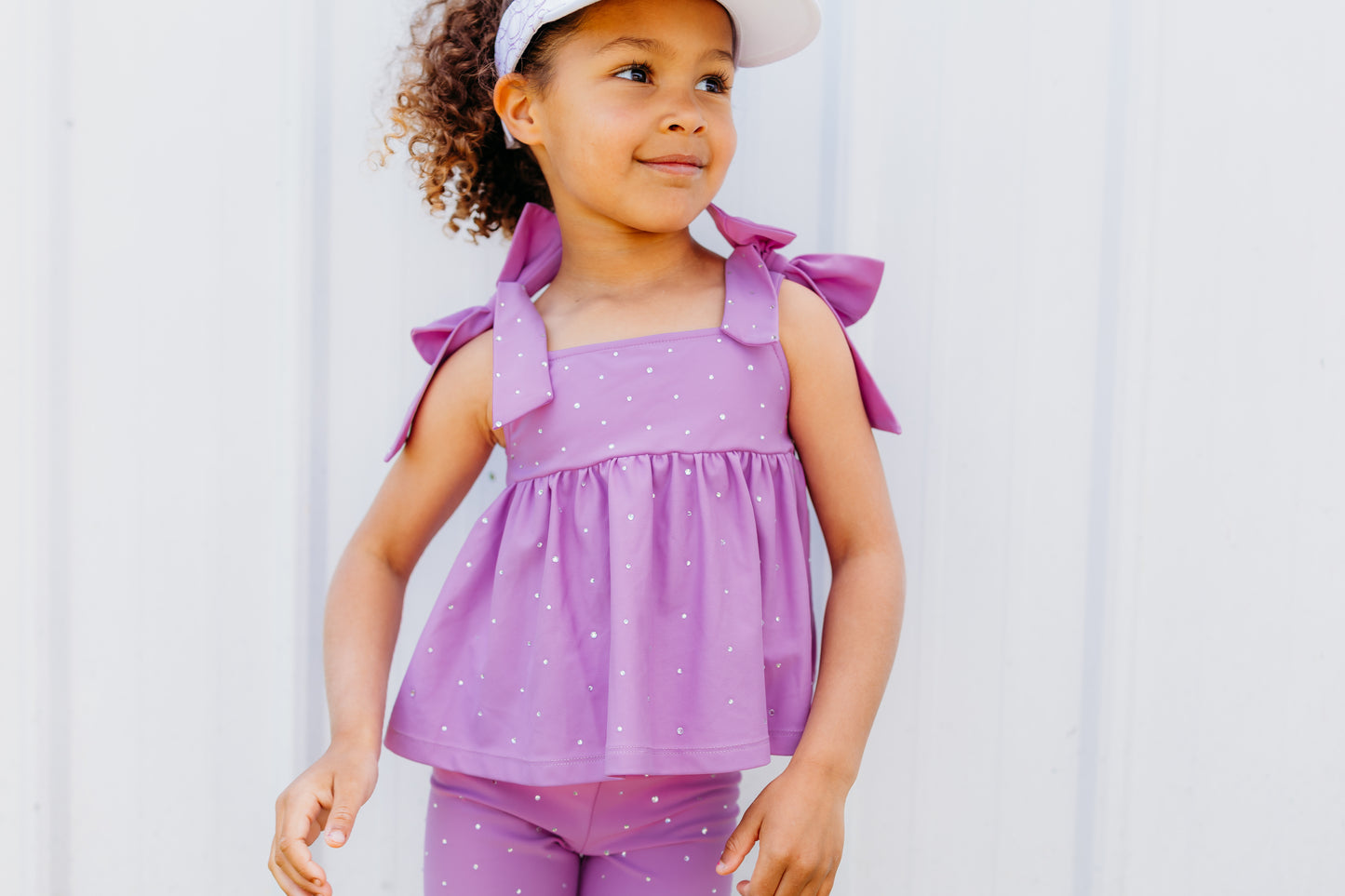 Lavender Bow Two-Piece Gem Stamped Athletic Set (PREORDER: MID-JUNE SHIP)