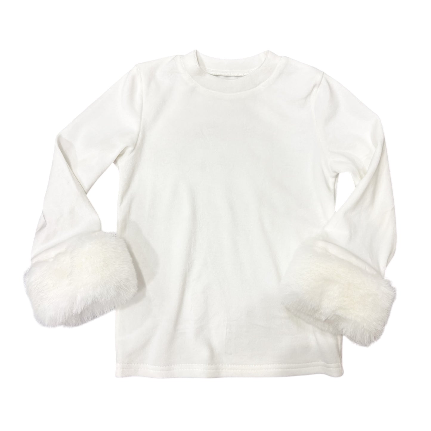 Ivory Faux Fur Cuff Long Sleeve Top (PREORDER)