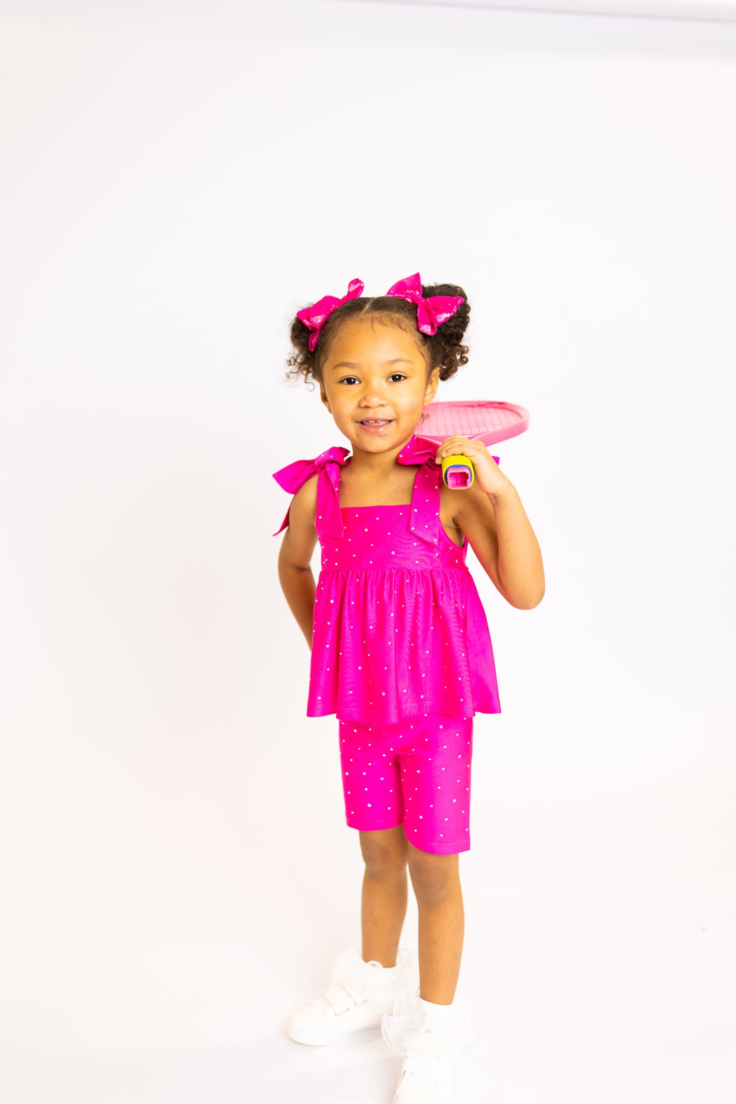 Magenta Bow Two-Piece Athletic Gem Set