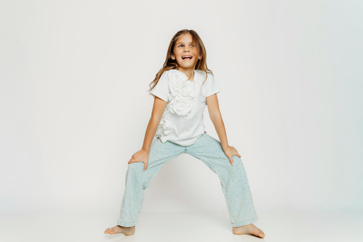 White Flower Ruffle Top