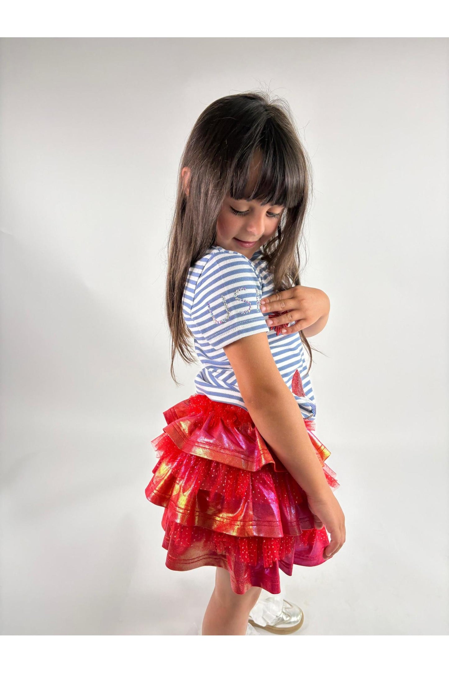 Striped Australian Terry Cotton Fourth of July Patch Top