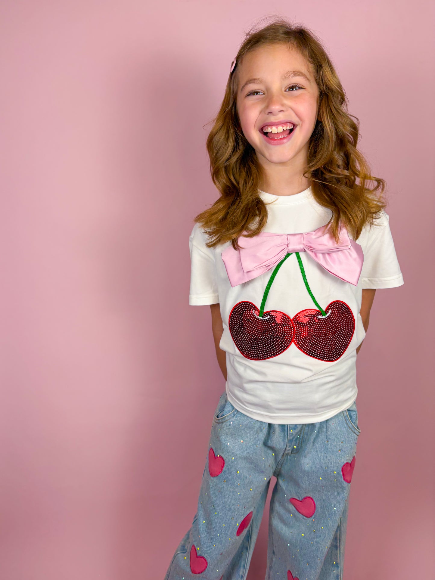 Cherry and Bow Patched Top