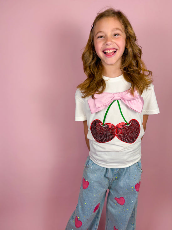 Cherry and Bow Patched Top