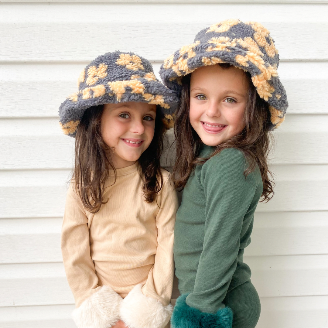 Toddler Sherpa Flower Bucket Hat