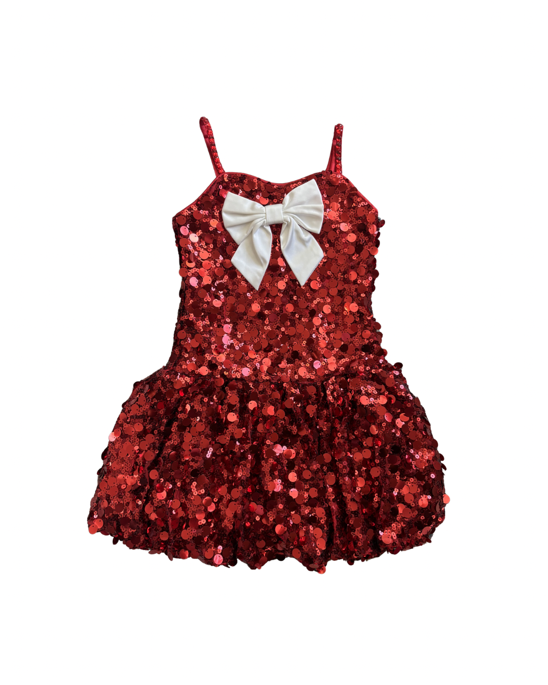 Red Sequin Bubble Bow Dress (PREORDER)