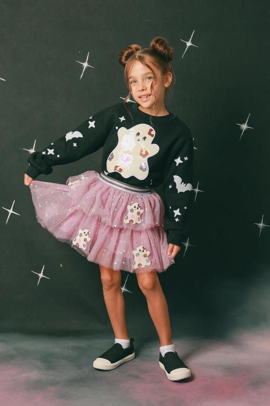 Halloween Ghost Patched Tulle Skirt