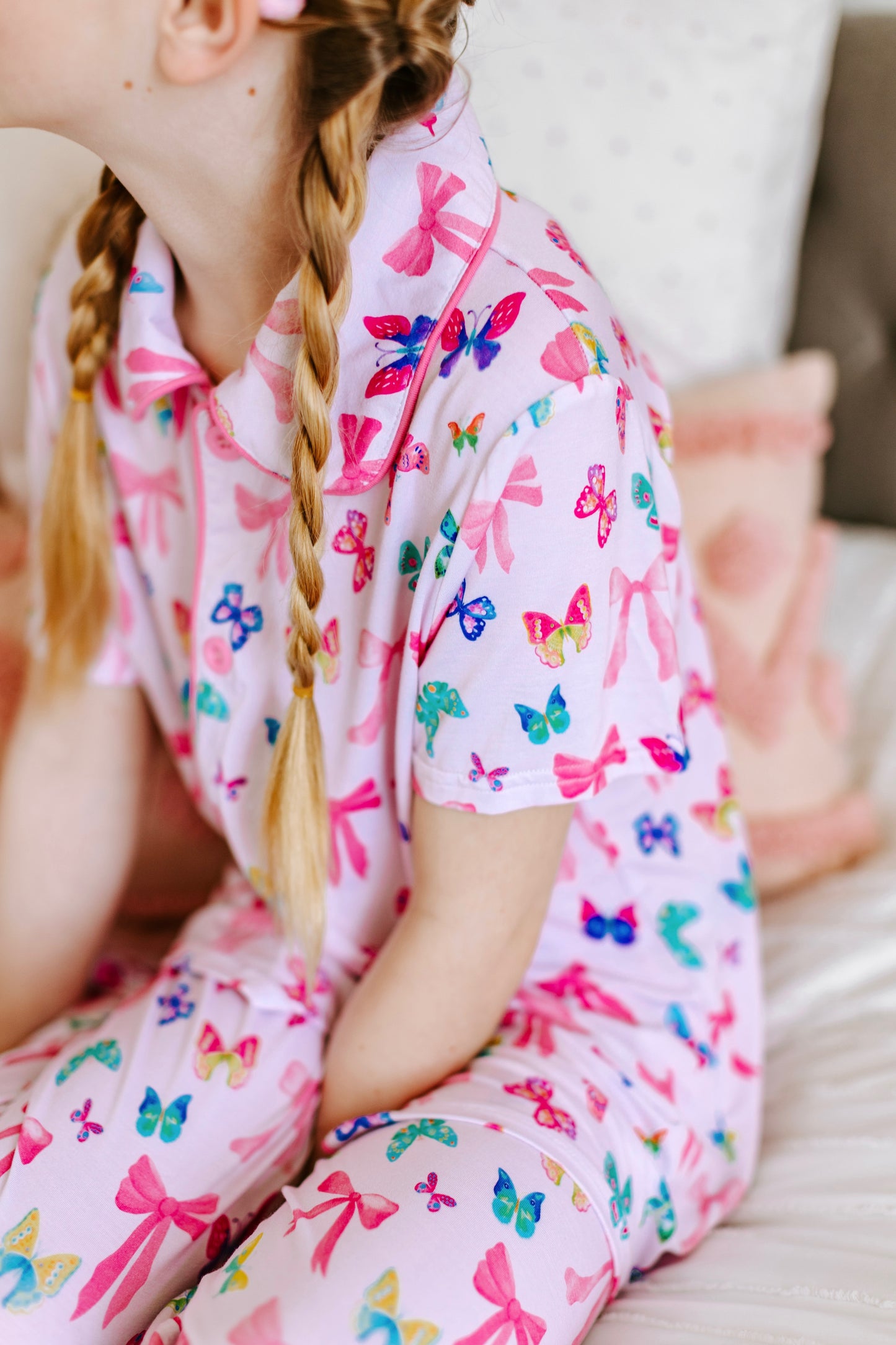 Bow and Butterfly Print Bamboo Feather PJs