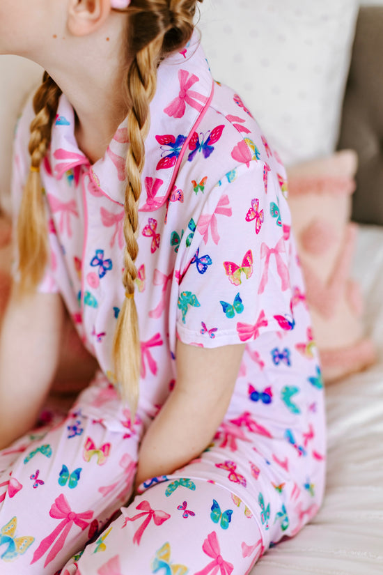 Bow and Butterfly Print Bamboo Feather PJs