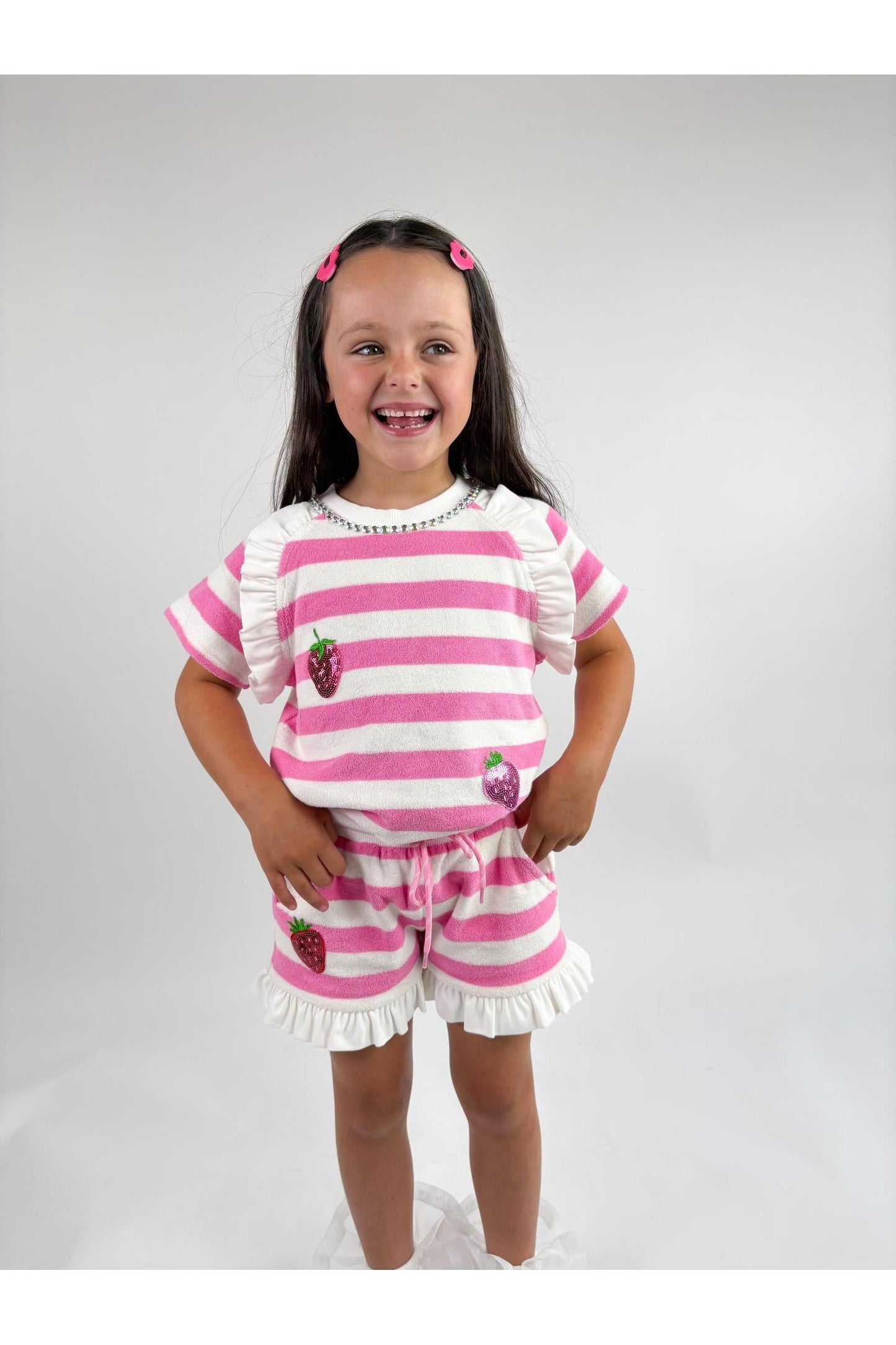 Pink Stripe Terry Cloth Strawberry Set