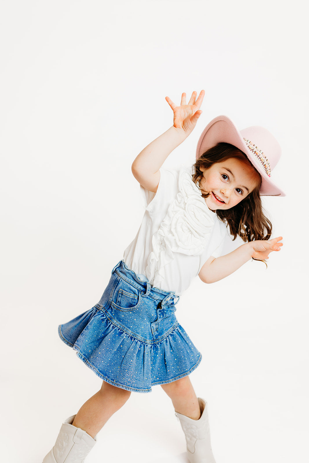 White Flower Ruffle Top