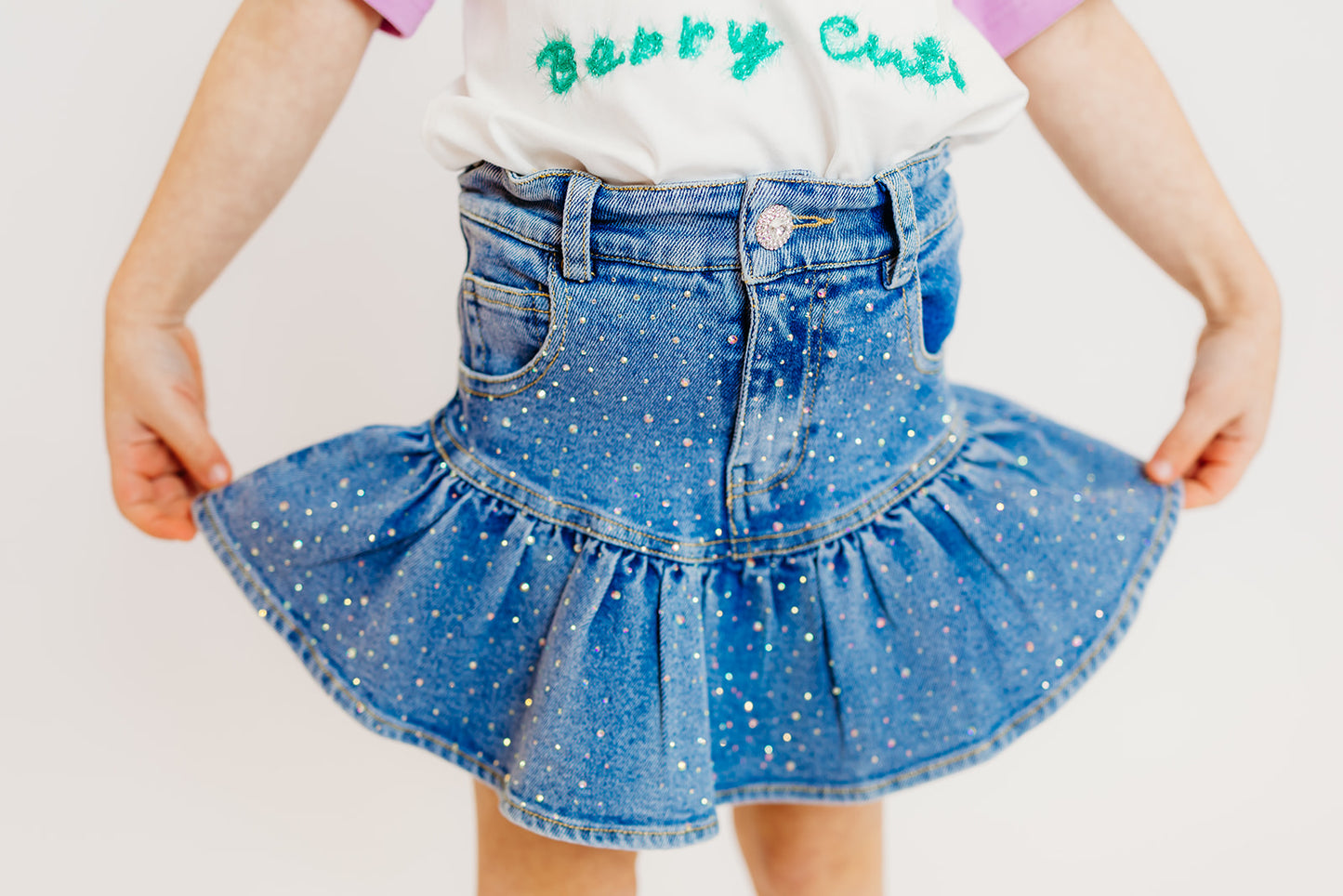 Denim Embellished Skort