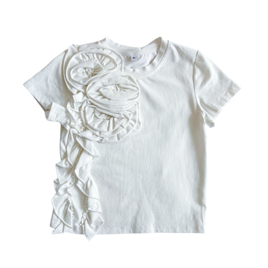 White Flower Ruffle Top – Three Wildflower Designs