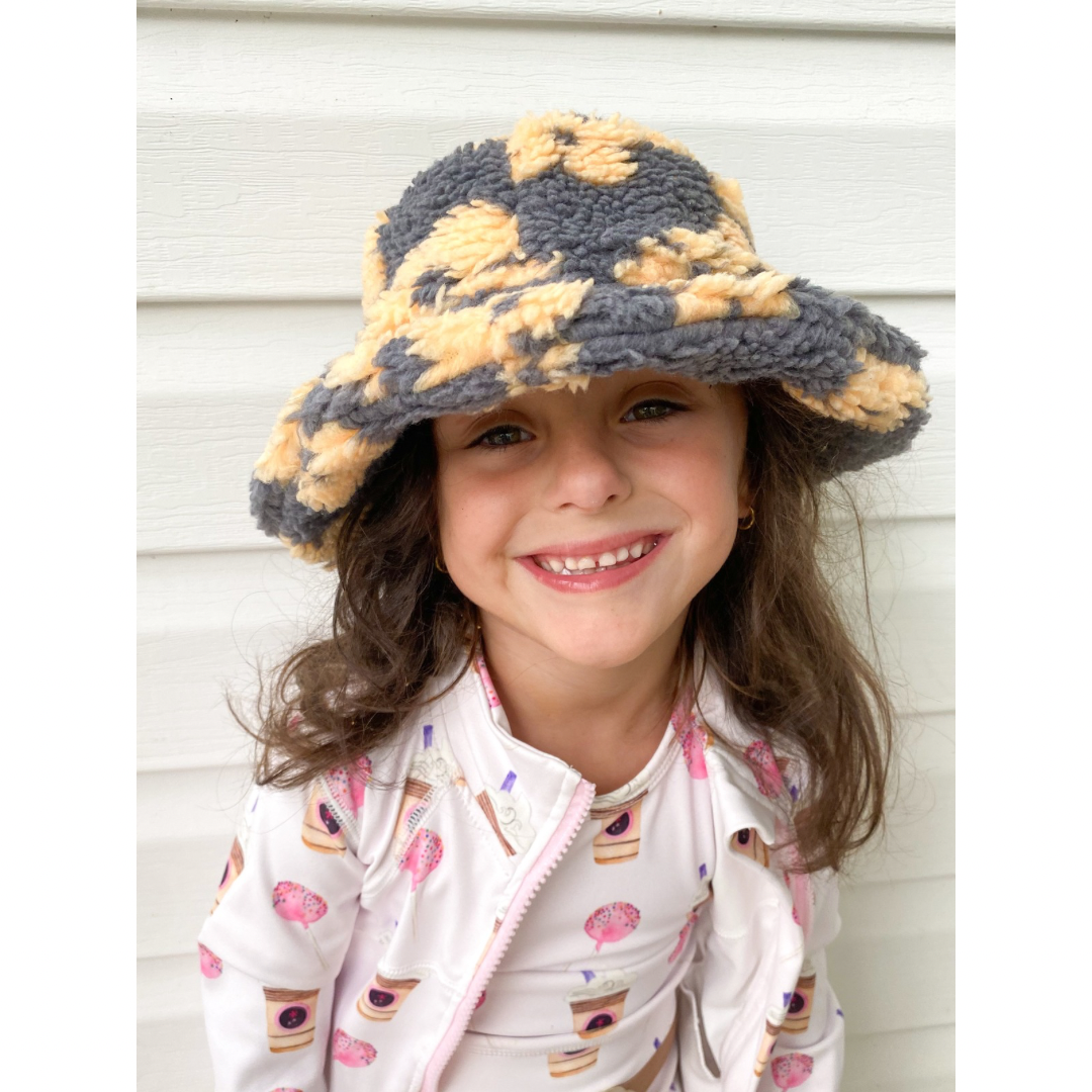 Toddler Sherpa Flower Bucket Hat