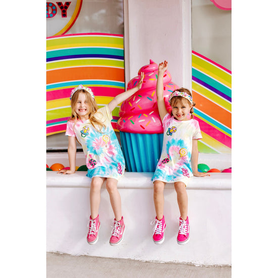 Candyland Sequin Patch Tie-Dye Dress