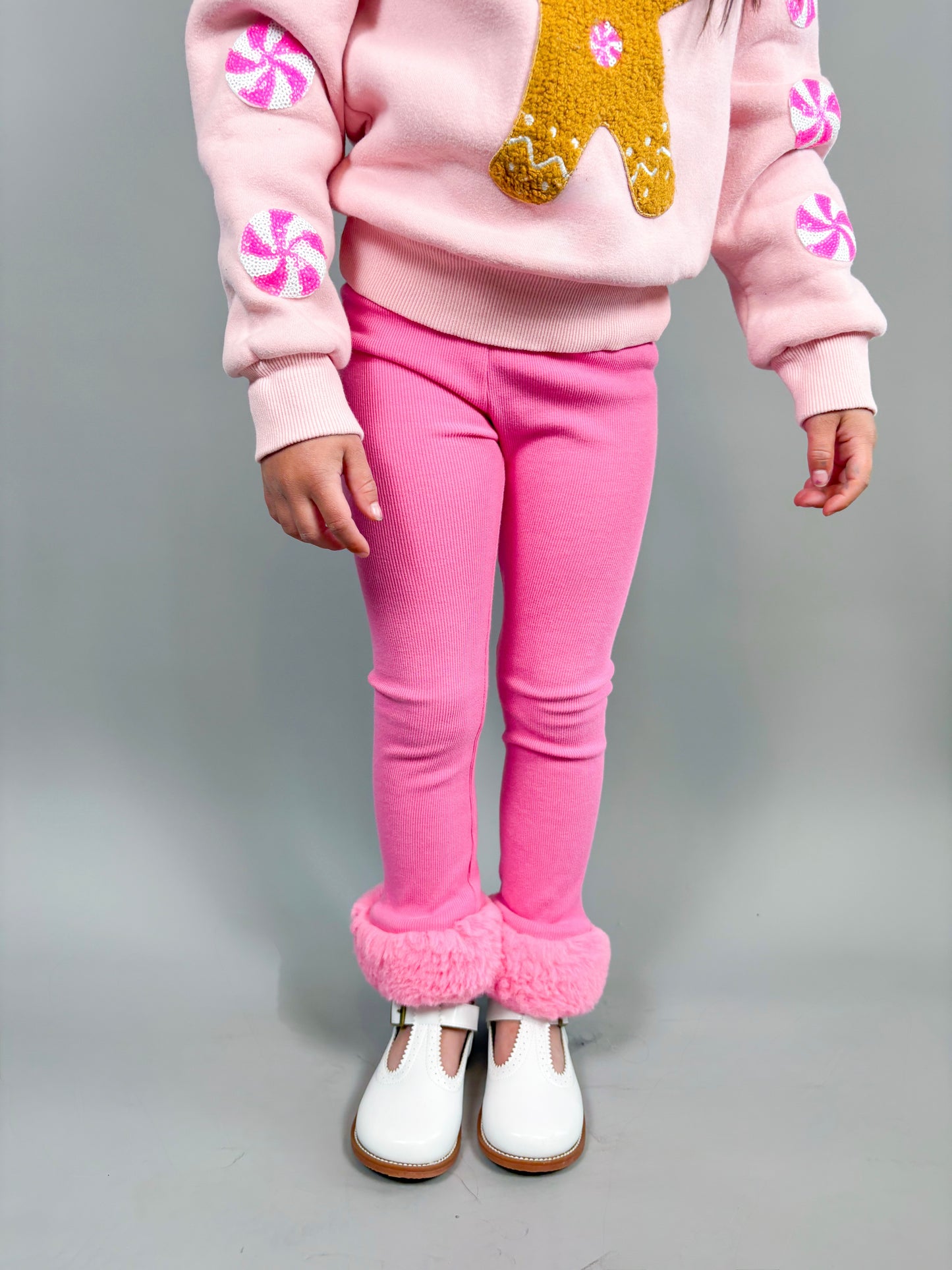 Pink Fur Cuffed Leggings