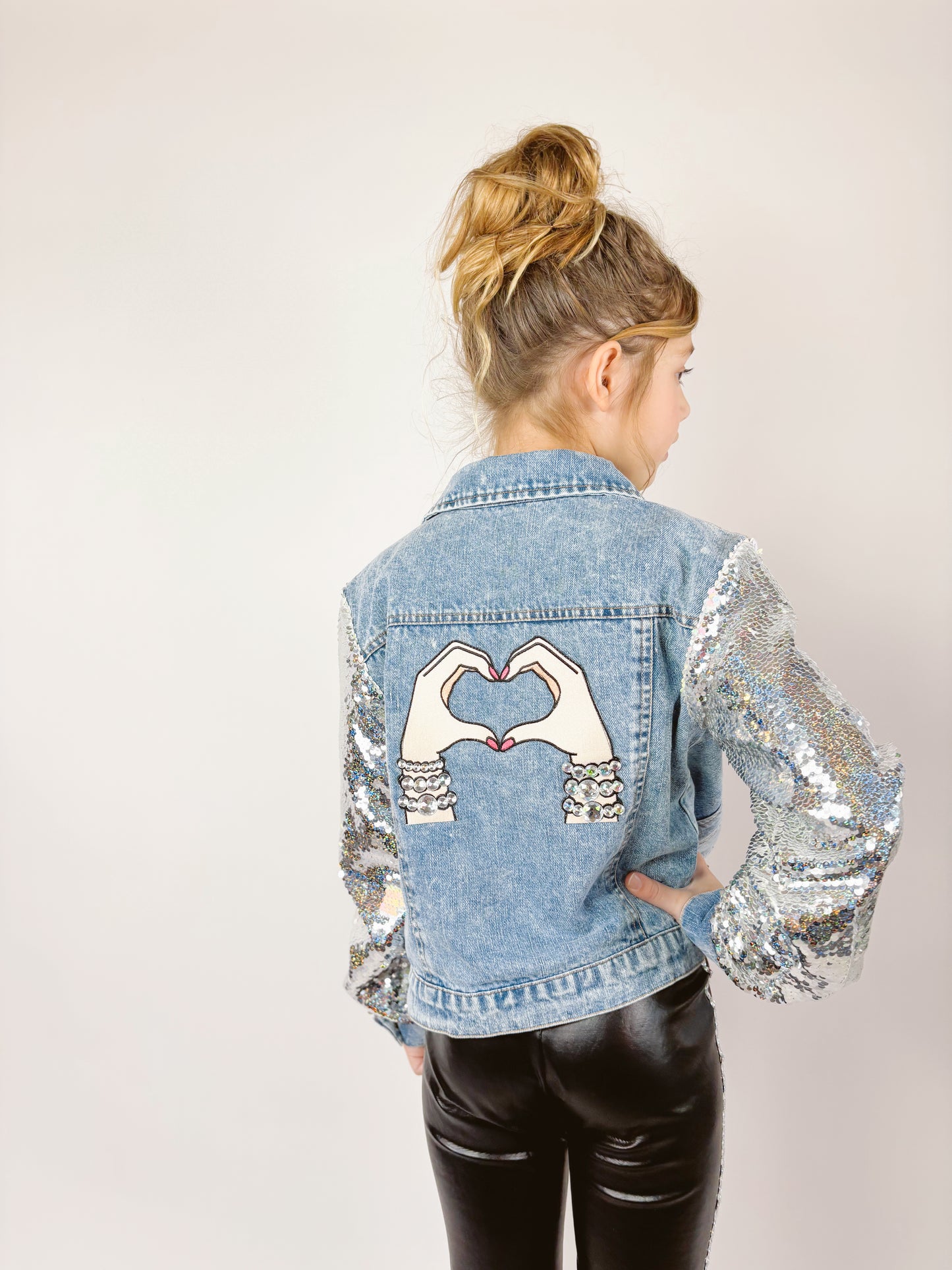 Lover Patched Sequins Denim Jacket