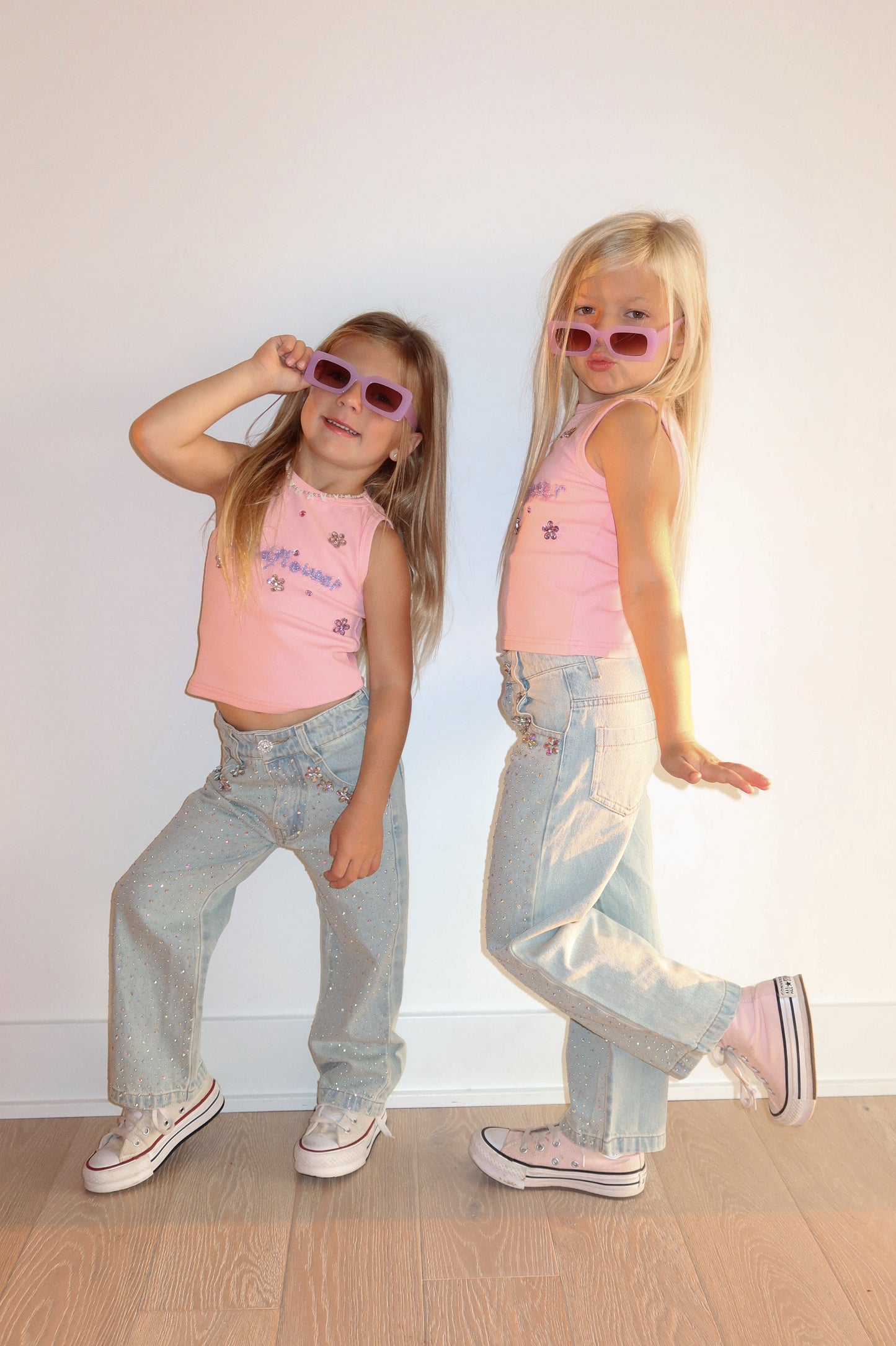 Wide Leg Gem Embellished Jeans (PRE-ORDER: SHIP OCTOBER)