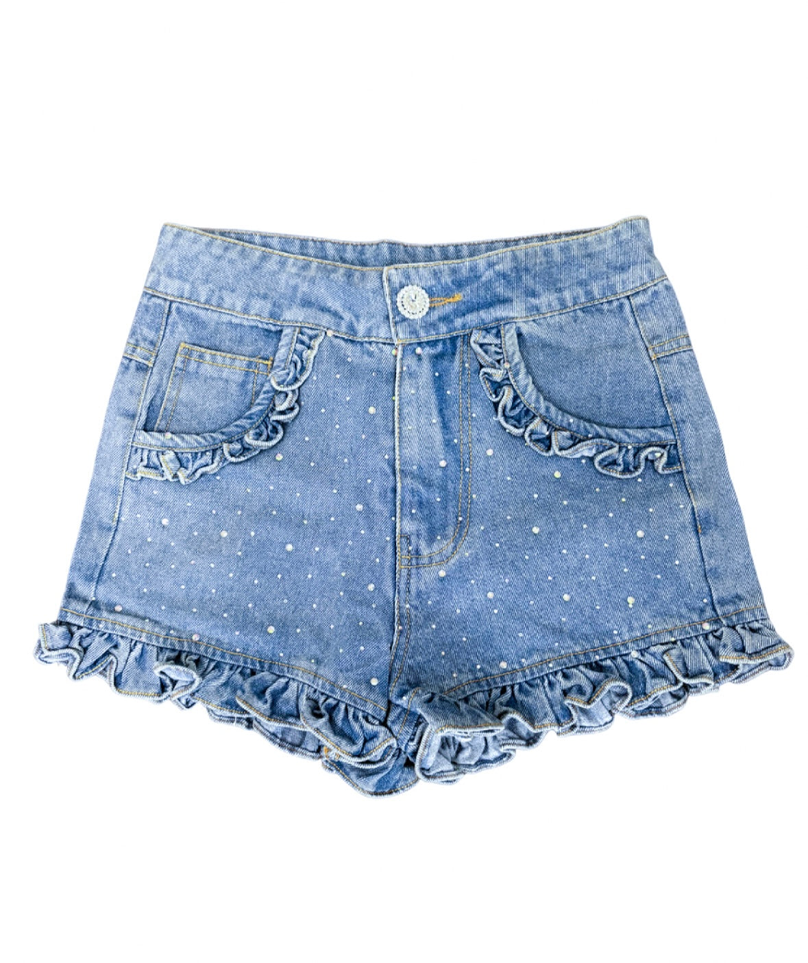 Denim Ruffle Gem Shorts