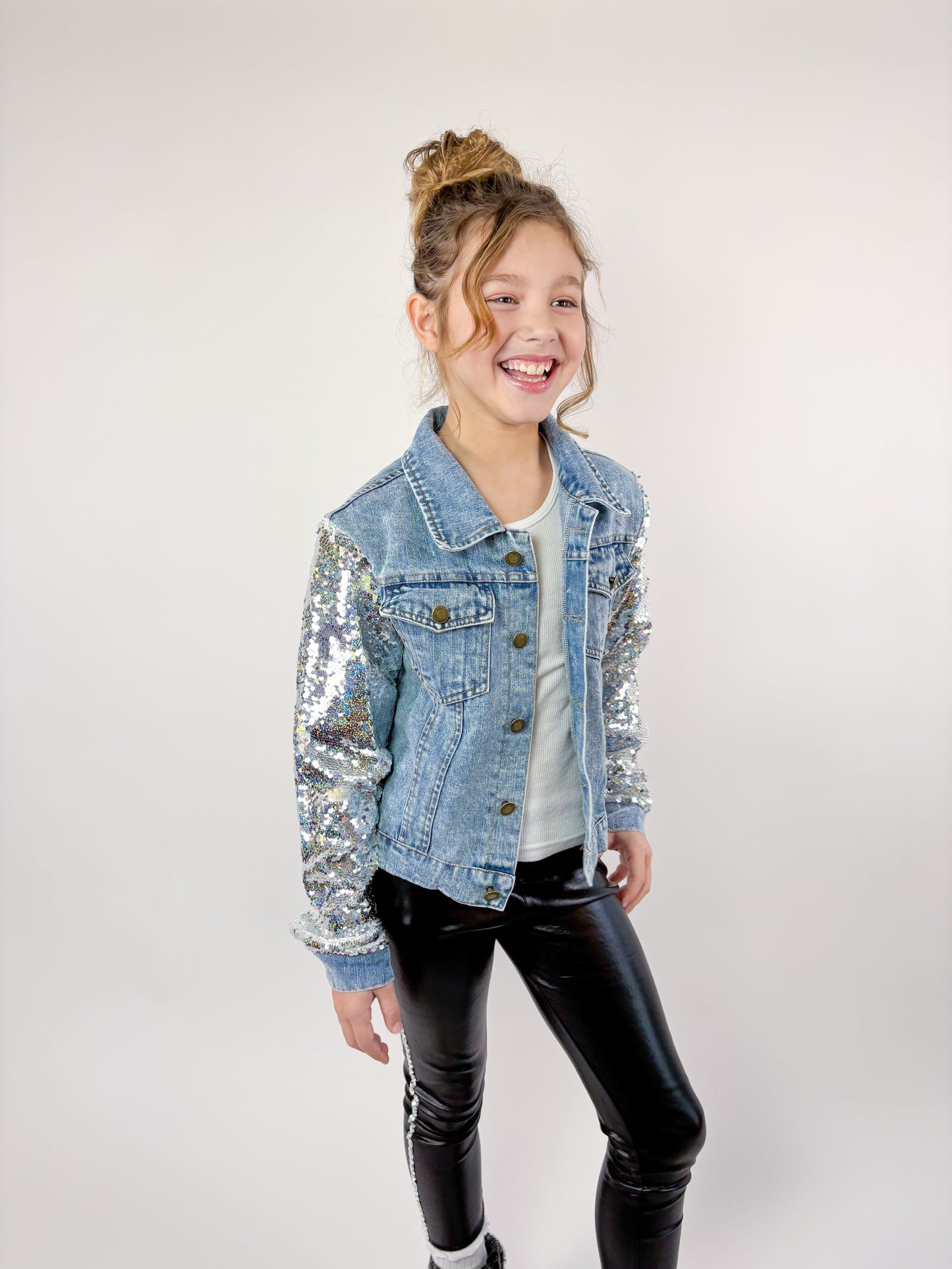 Lover Patched Sequins Denim Jacket
