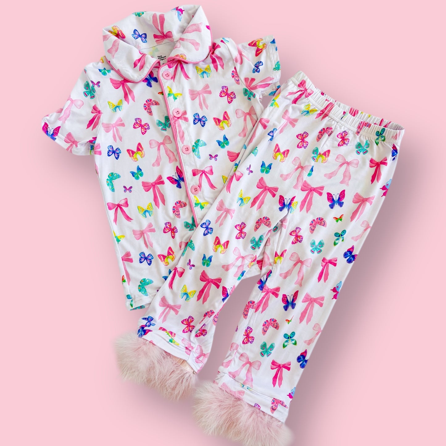 Bow and Butterfly Print Bamboo Feather PJs