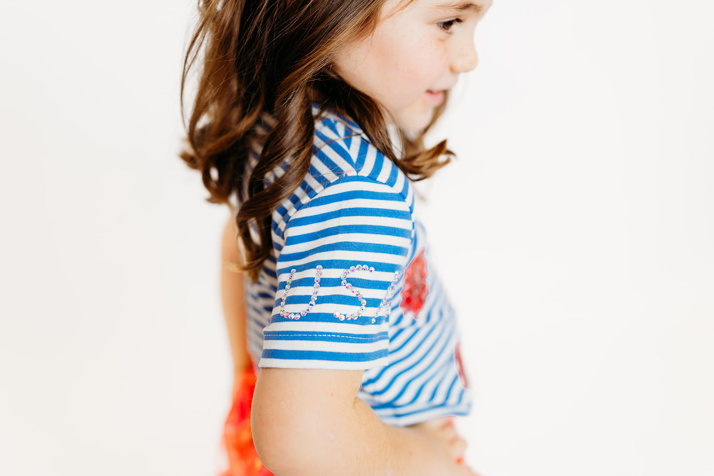 Striped Australian Terry Cotton Fourth of July Patch Top