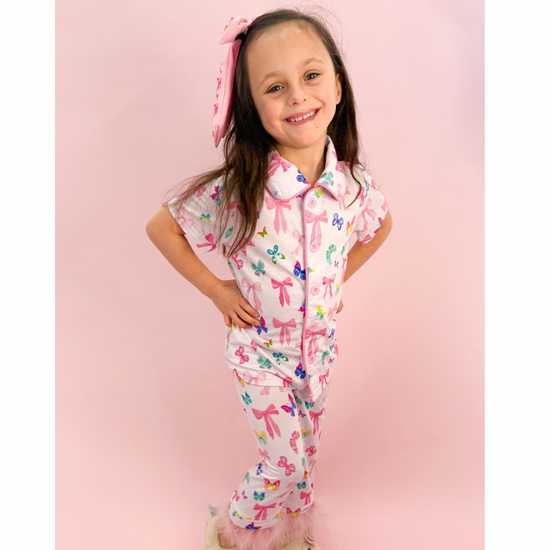 Bow and Butterfly Print Bamboo Feather PJs