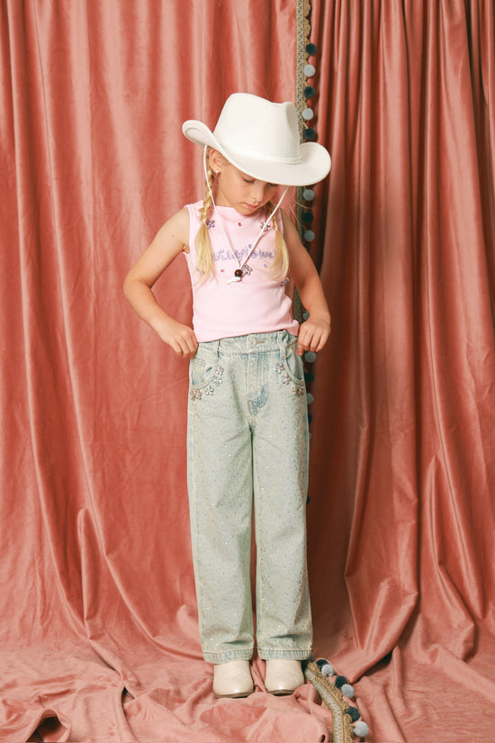 Wide Leg Gem Embellished Jeans (PRE-ORDER)