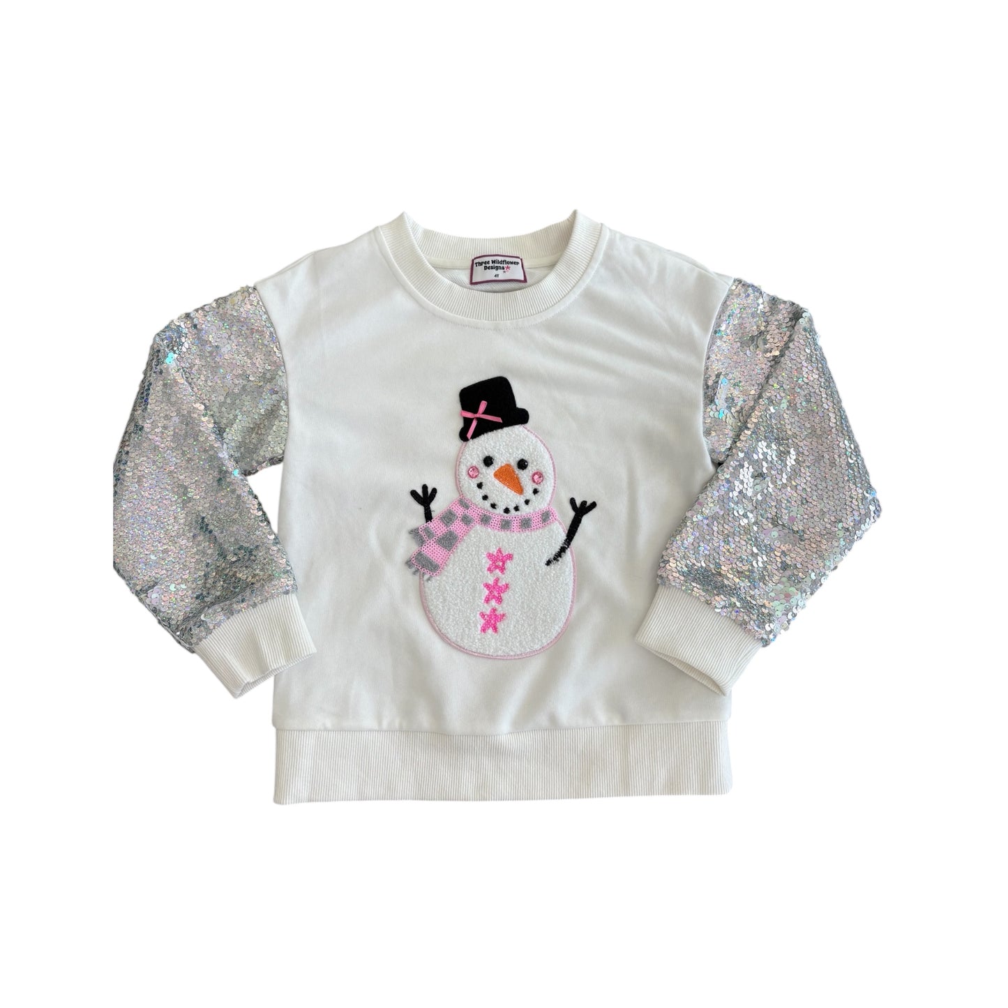 Snowman Sequin Sleeve Crewneck (PREORDER)
