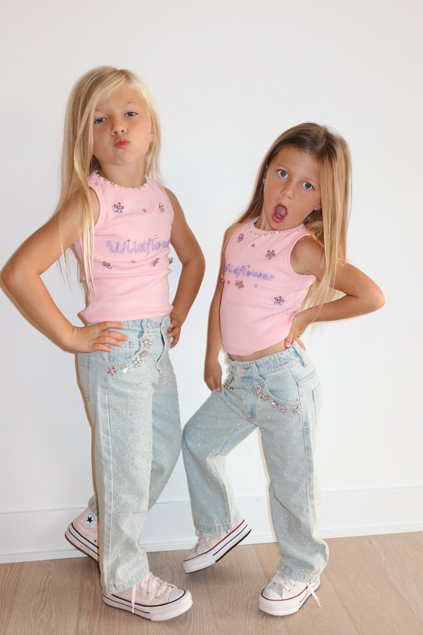 Wide Leg Gem Embellished Jeans (PRE-ORDER: SHIP OCTOBER)
