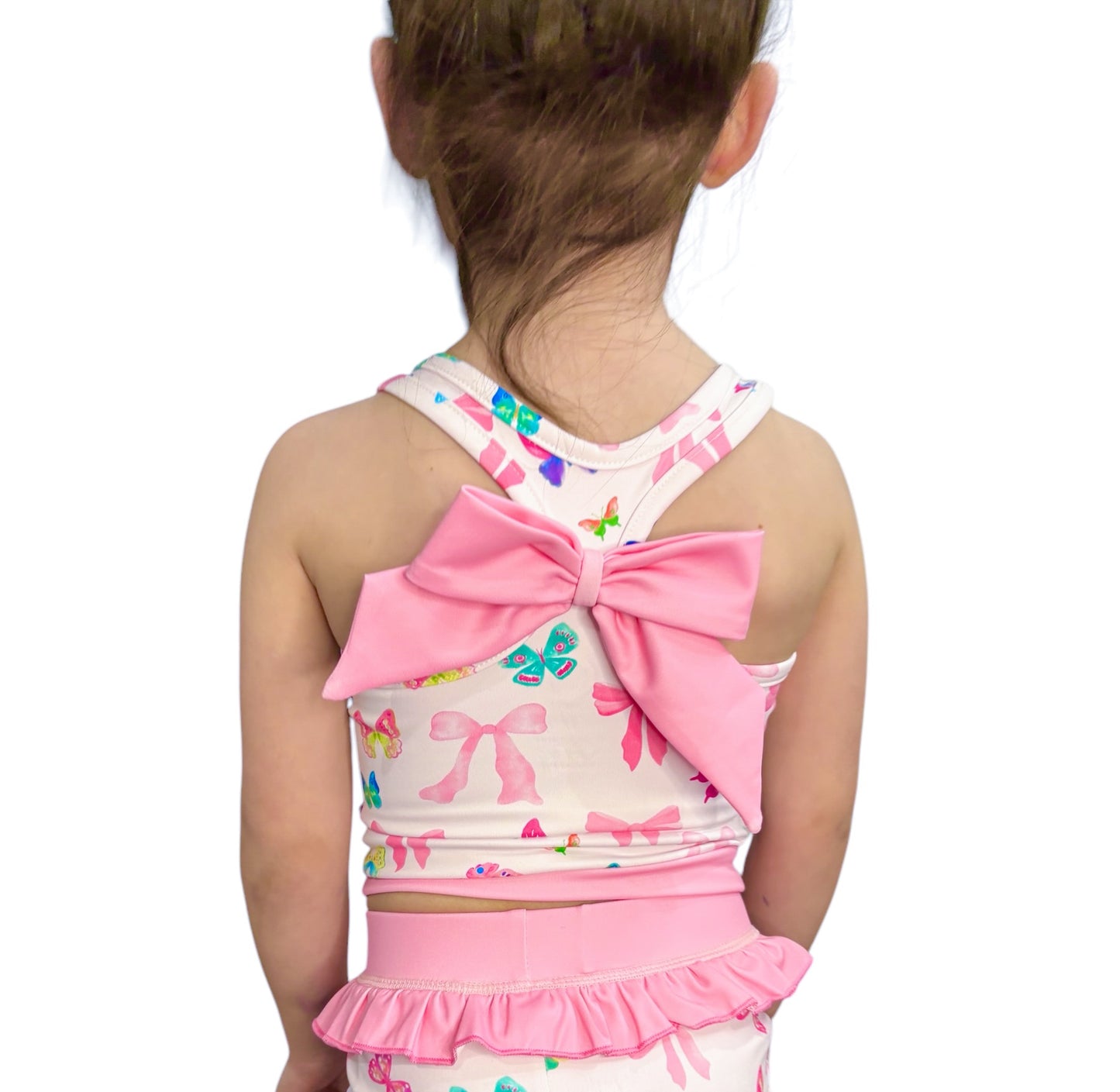 Bow and Butterfly Print Pant and Tank Athletic Set