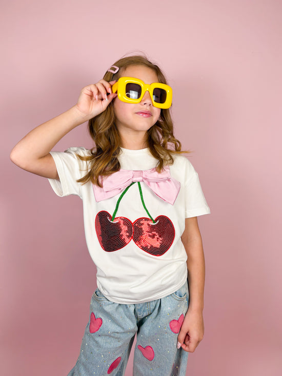 Cherry and Bow Patched Top