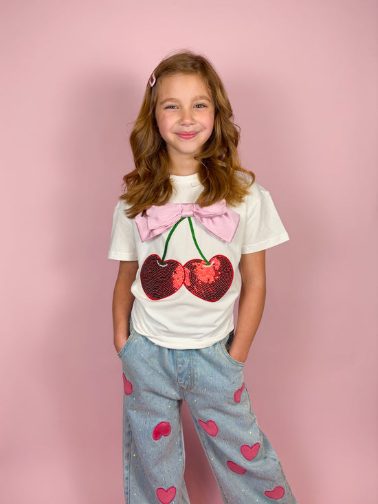 Cherry and Bow Patched Top