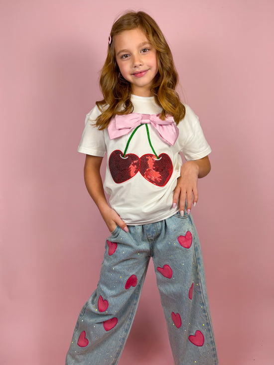 Cherry and Bow Patched Top