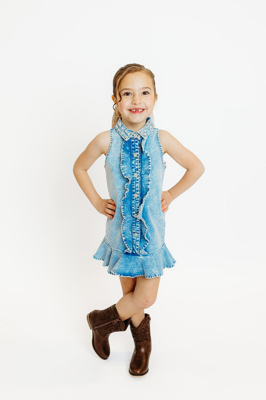 ruffle denim dress Ruffle Gem Denim Dress 7