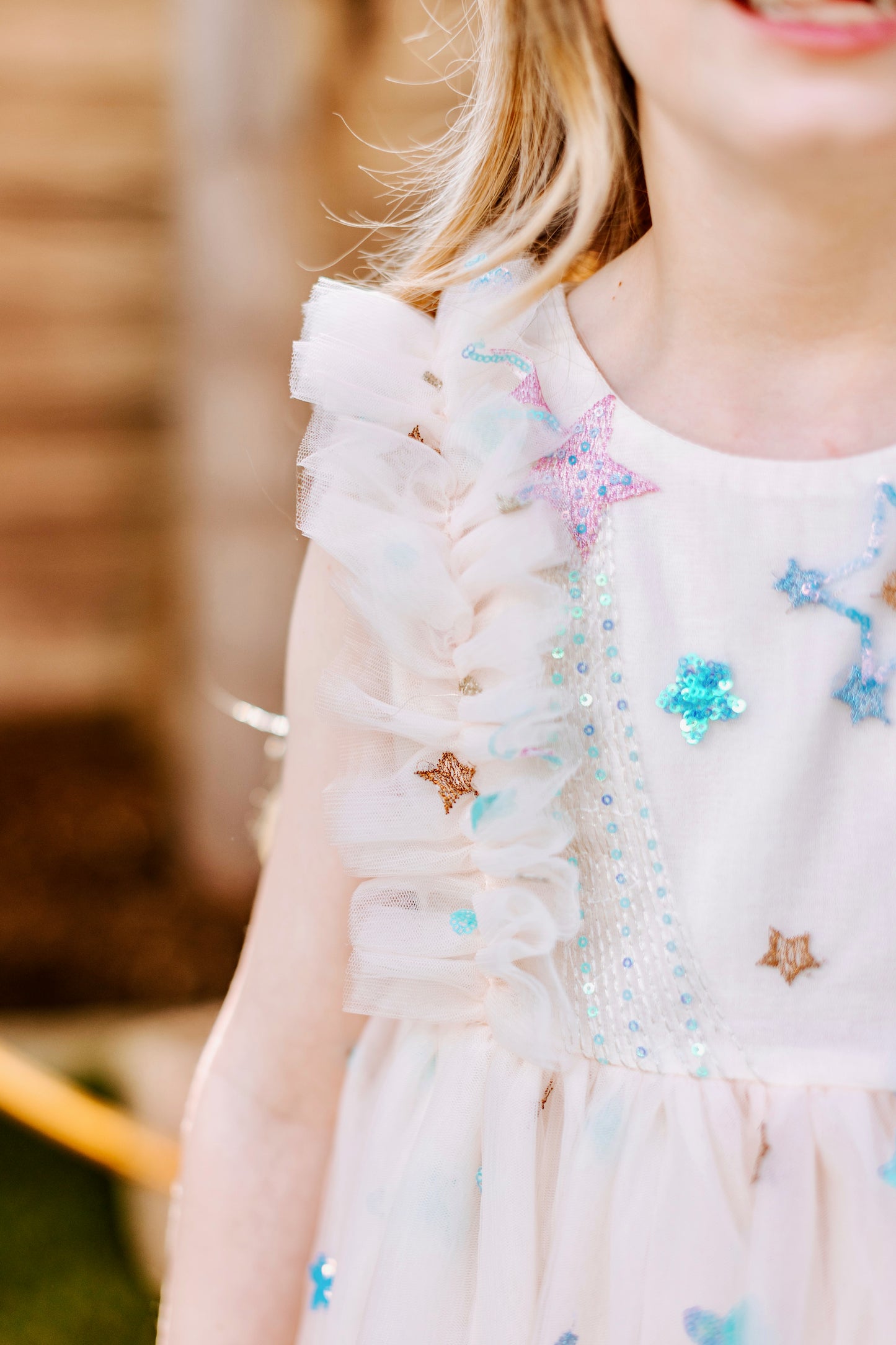 Cream Tulle Star Dress