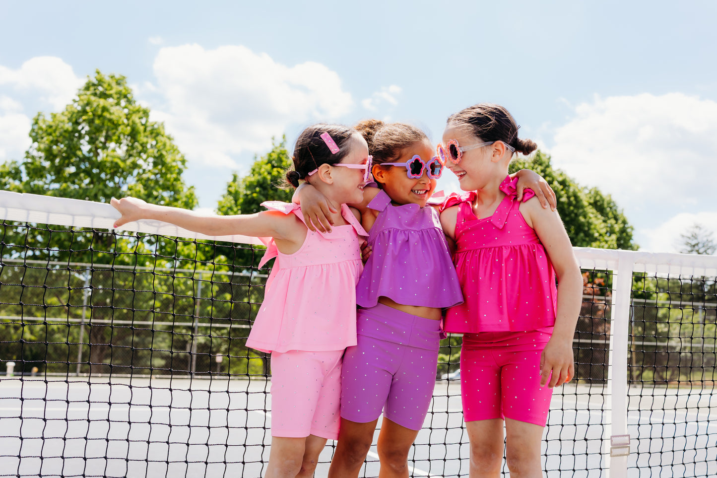 Bubblegum Pink Bow Two-Piece Gem Stamped Athletic Set (PREORDER: MID JUNE SHIP)