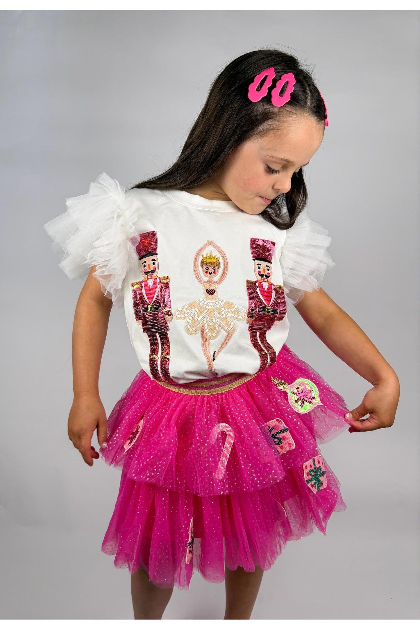 Candy Cane and Present Patched Tulle Skirt