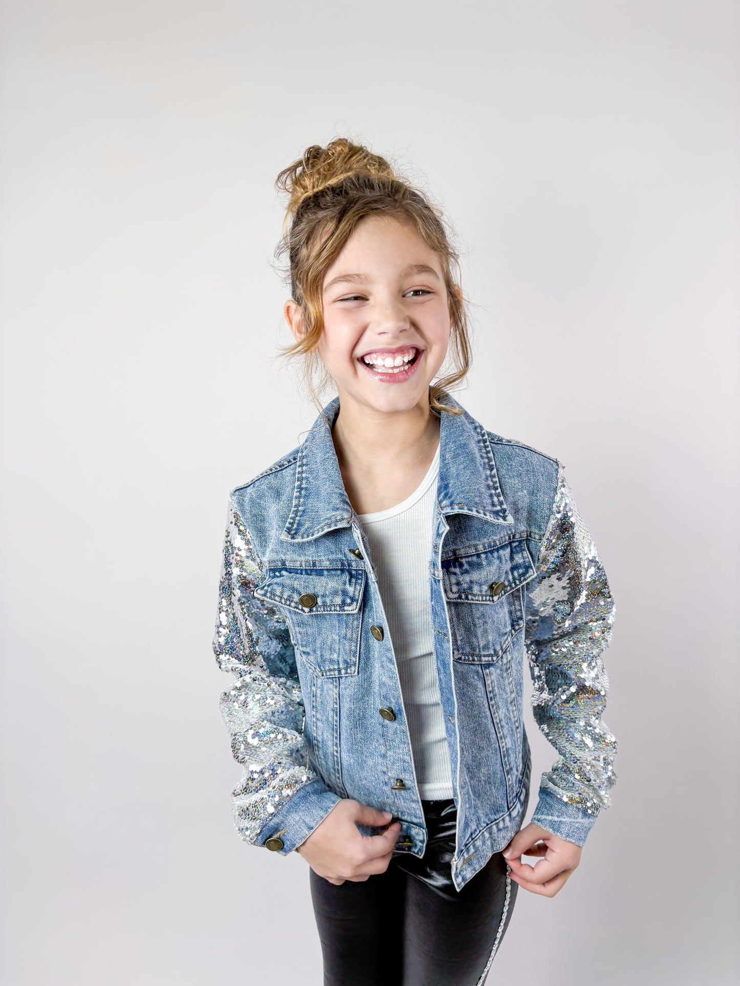 Lover Patched Sequins Denim Jacket
