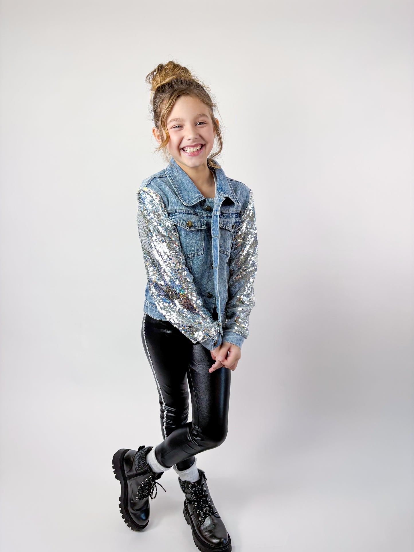 Lover Patched Sequins Denim Jacket