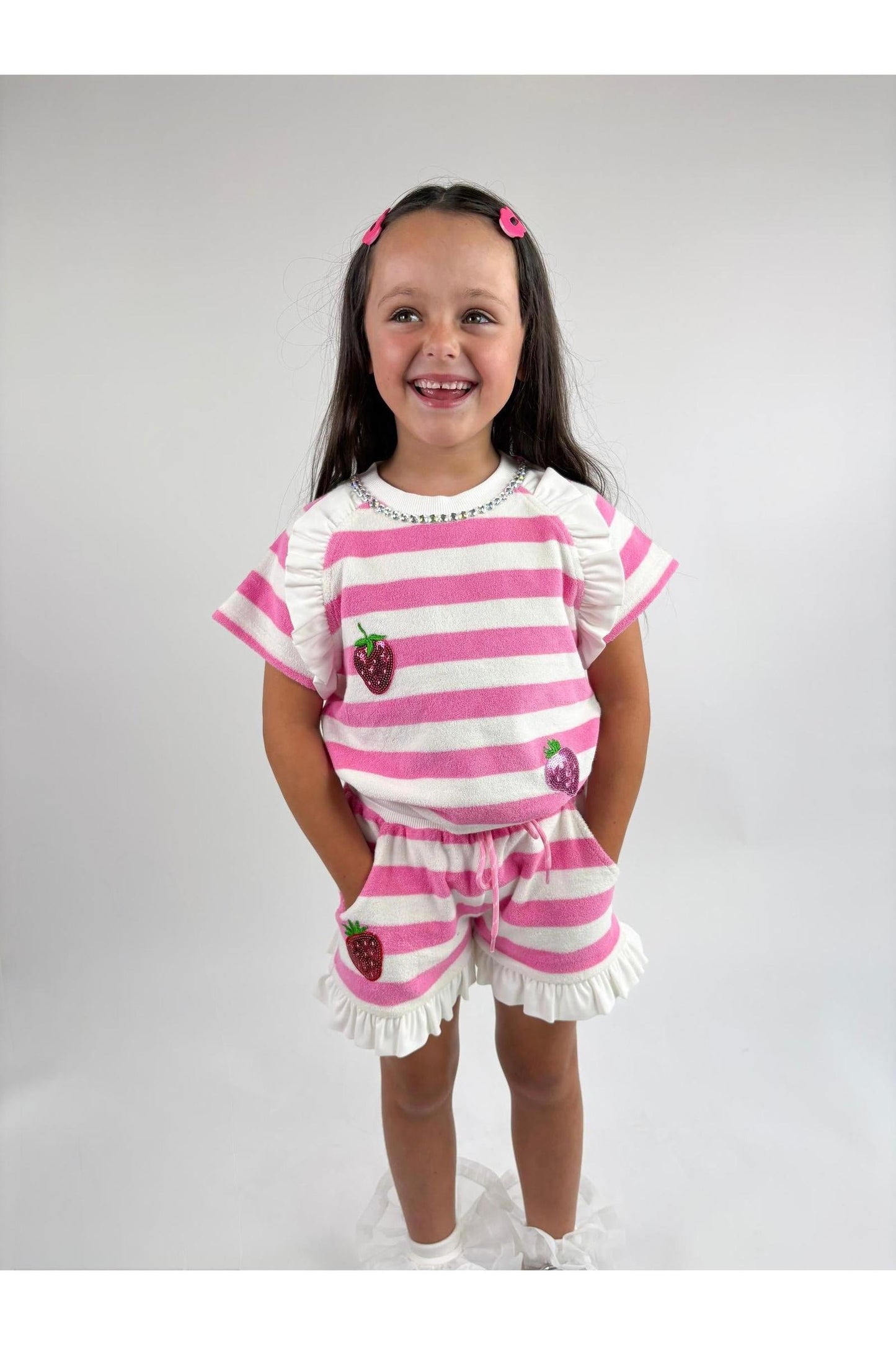 Pink Stripe Terry Cloth Strawberry Set