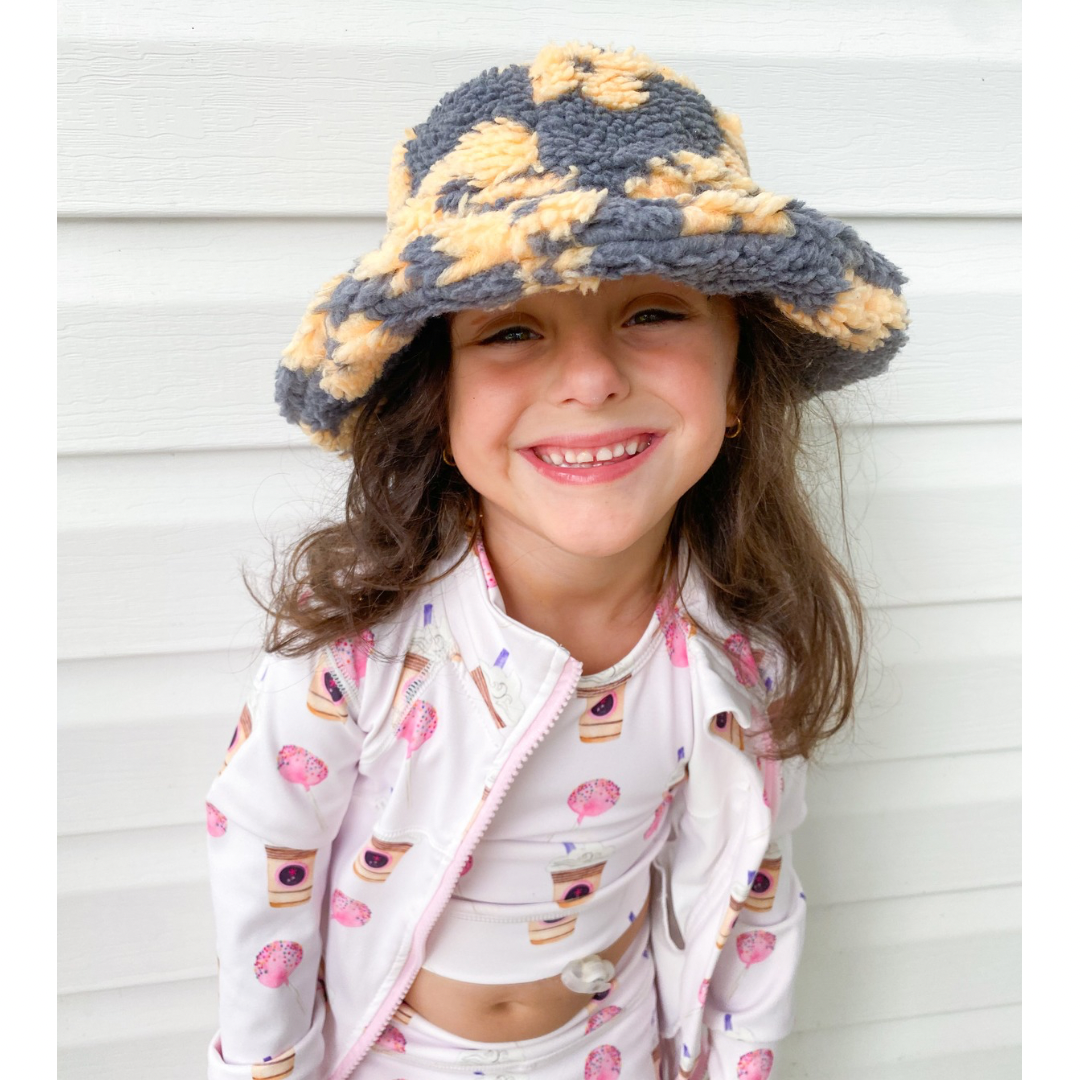 Toddler Sherpa Flower Bucket Hat